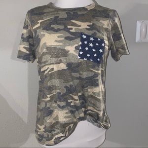 Lily pad camouflage tee with stars pocket